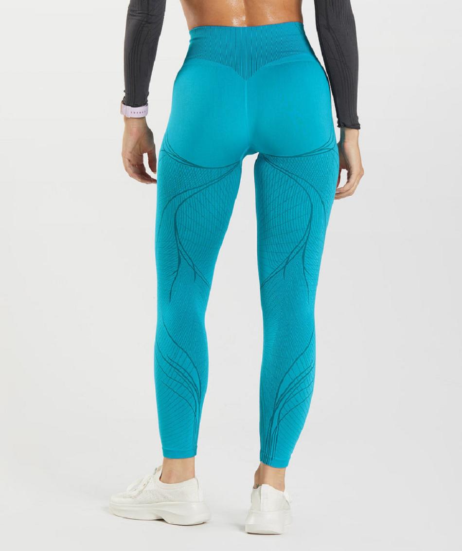 Leggins Gymshark Apex Seamless Mujer Gris Oscuro Azules Azules | CO 2827EBC